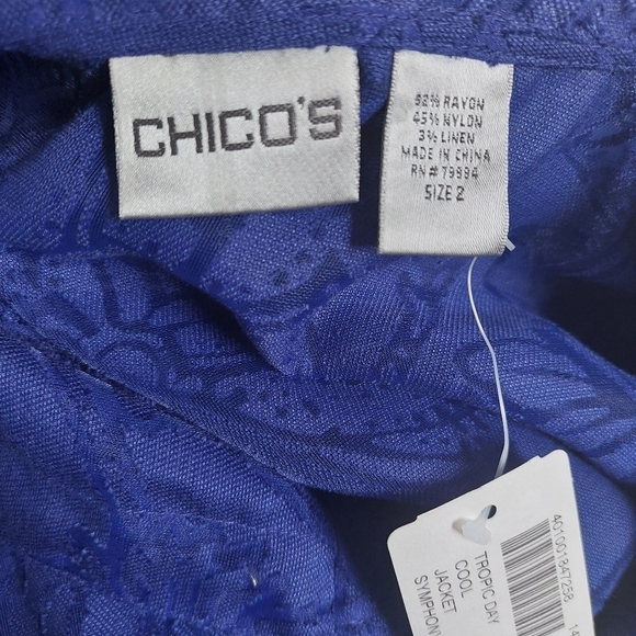 Chicos Blue Hooded Full Zip 2 Tropic Day Cool‎ Jacket Symphony Women's Floral - Picture 7 of 10